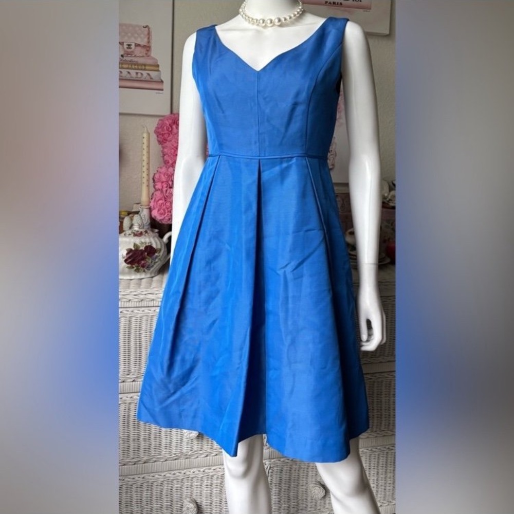 J. Crew Mini Dress Low Cut Cotton Style A1450 Textured & Structured Blue Size 2